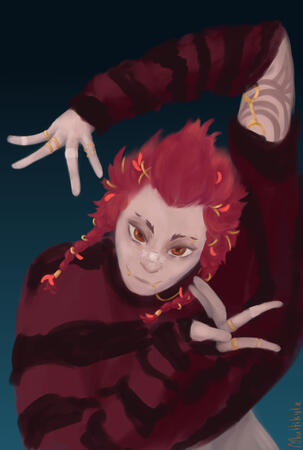 Half-body with simple background